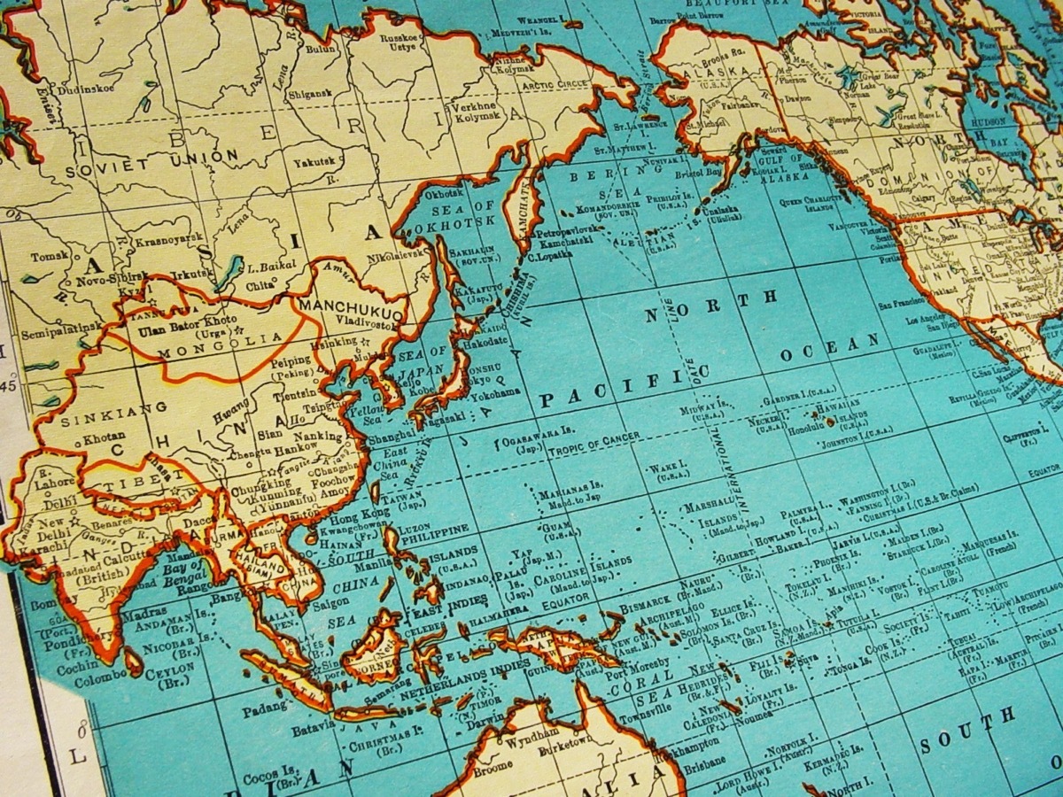 1942 Map of Asia and area from Collier's Gazette