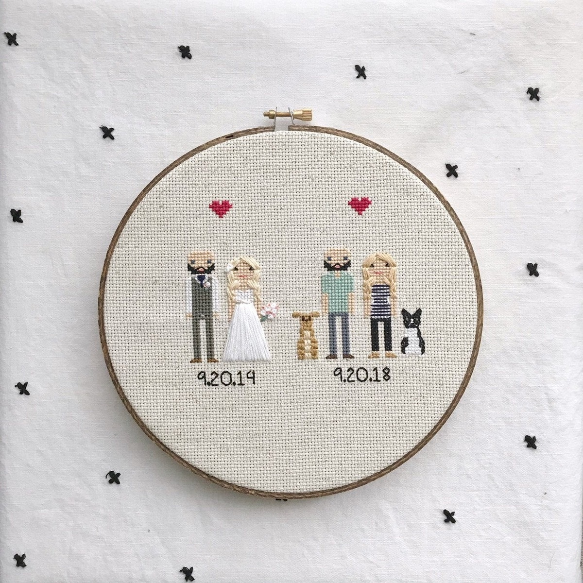 Cross stitch anniversary portrait