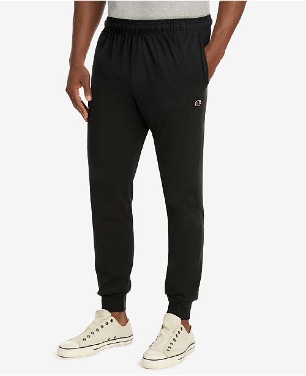 man in black jogging pants