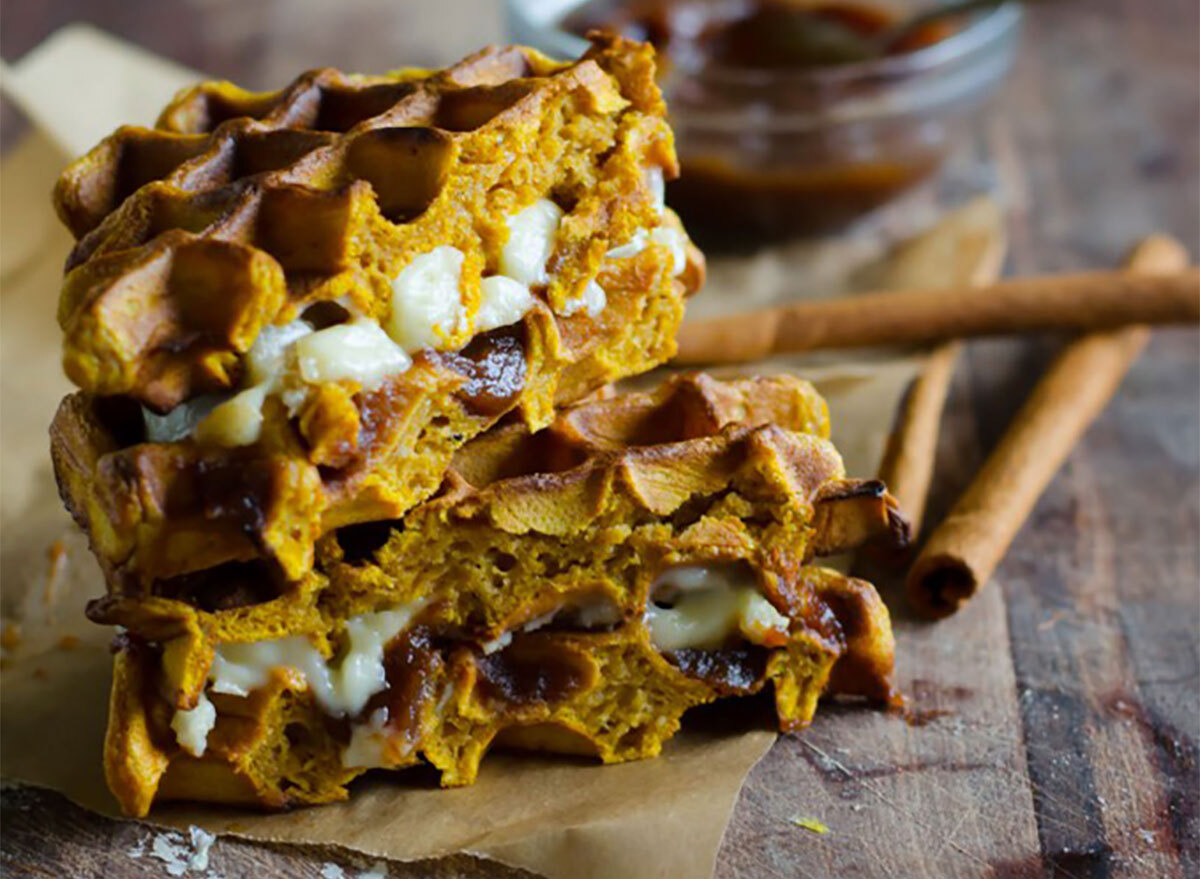 pumpkin waffle sandwiches