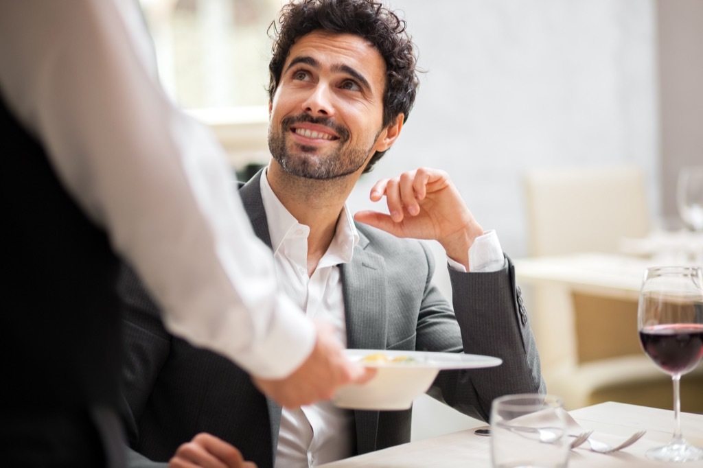 Man Respecting Waiter Charming