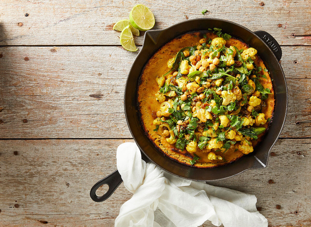 socca curried cauliflower spinach