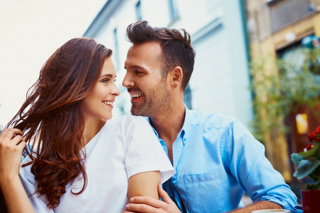 couple smiling in the city