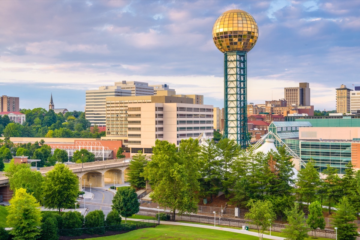 knoxville, Tennessee, USA downtown skyline at twilight.