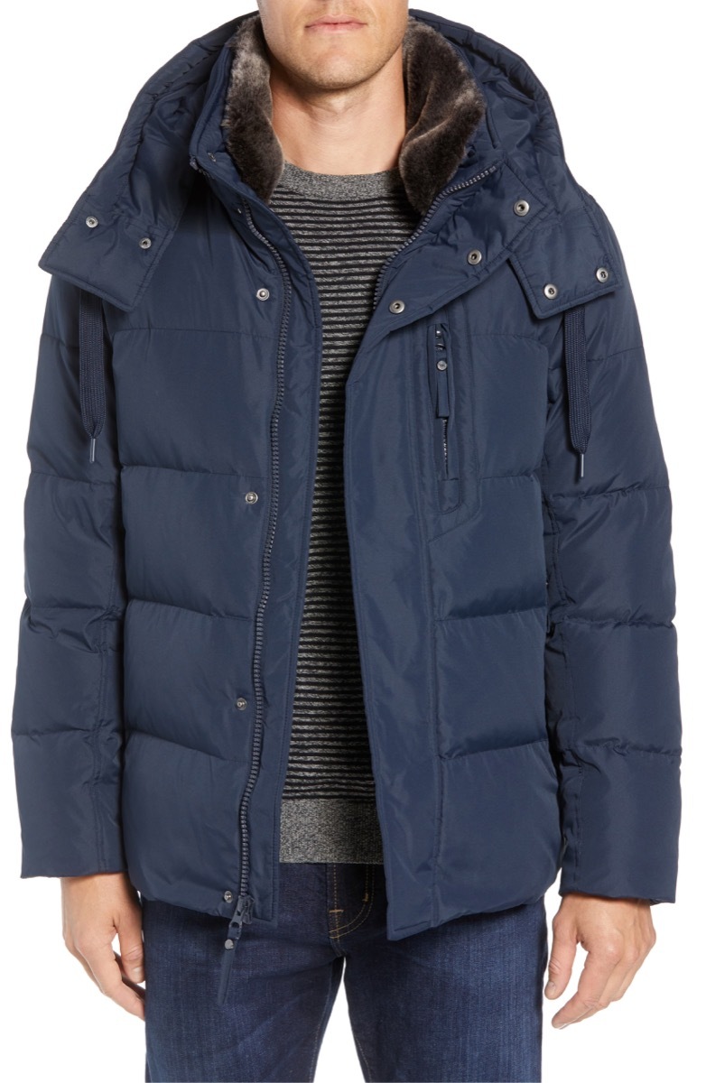 man wearing blue parka, winter coats for men