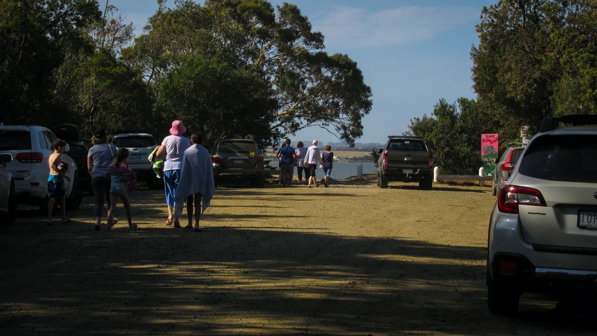 Entrance to the beach of Cape Liptrap Coastal Park seen from the parking lot