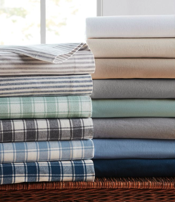 Product image of L.L.Bean flannel sheets folding in all different colors