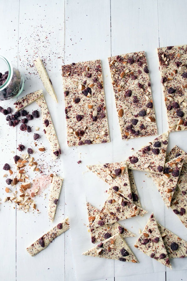 WHITE CHOCOLATE RASPBERRY TEA ALMOND BARK