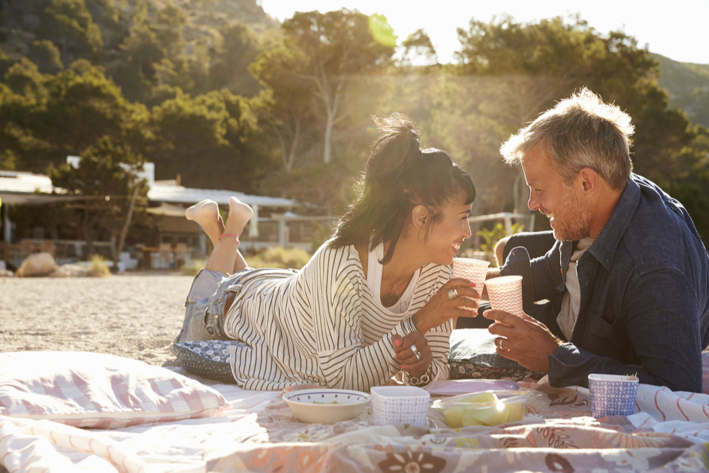 Couple Having Picnic Valentine's Day simple pleasures