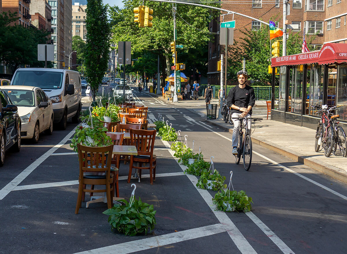 outdoor tables on the street