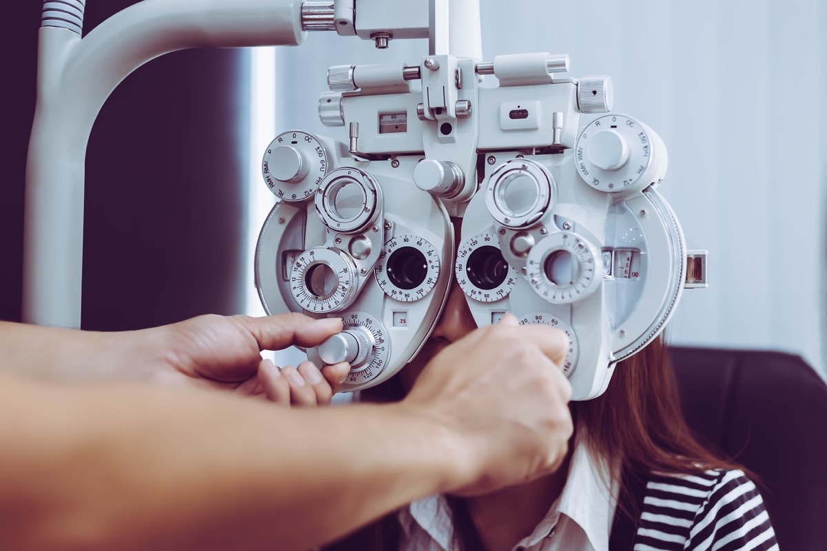 woman getting eye sight test for healthy vision