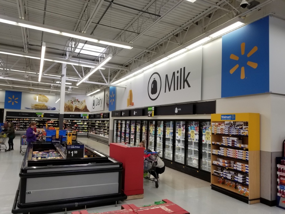 milk and dairy aisle at walmart