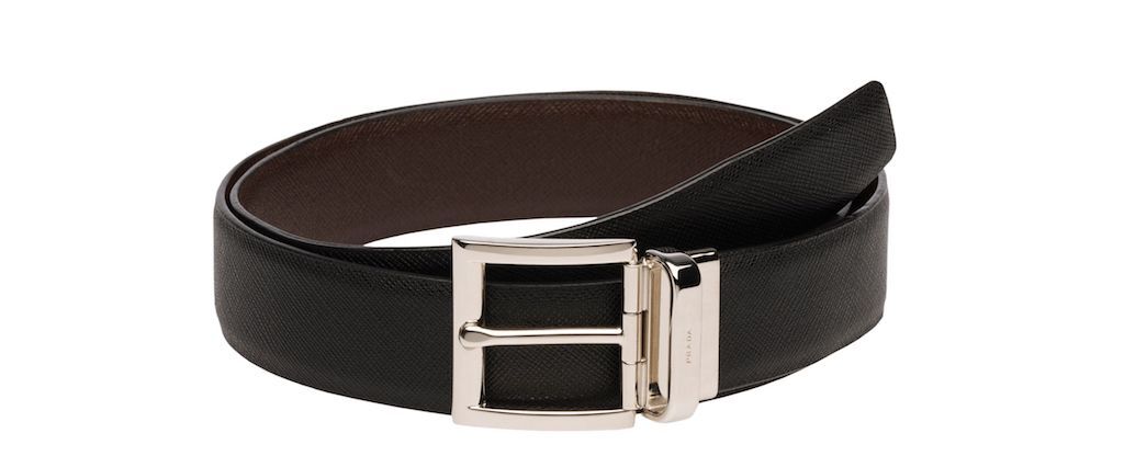 PRada Saffiano Cuir Leather Reversible Belt