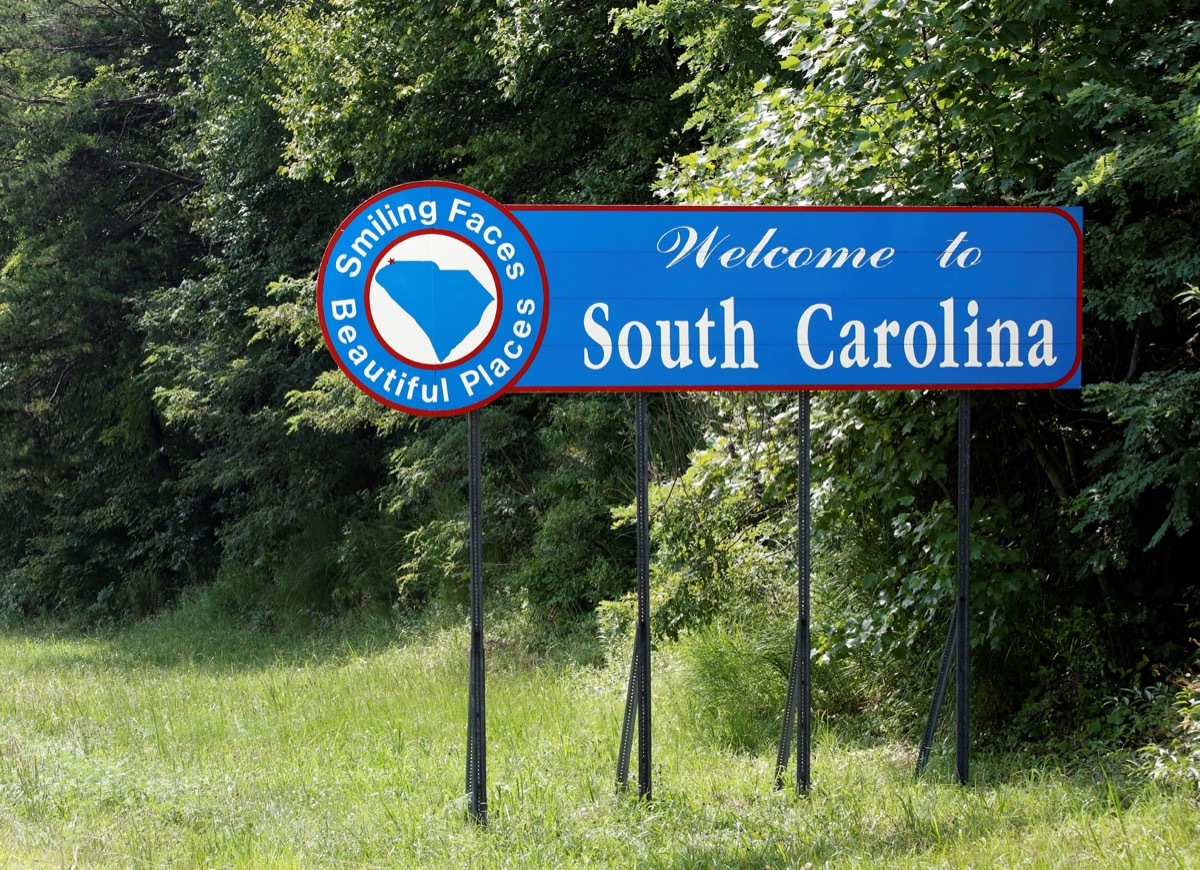 south carolina state welcome sign