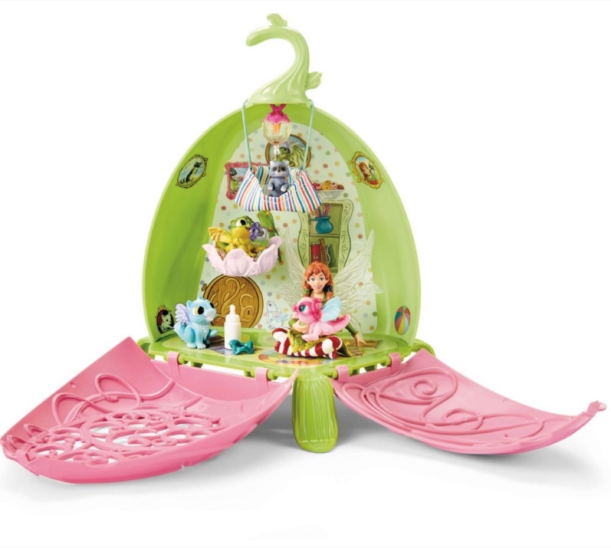 green and pink fairy house toy