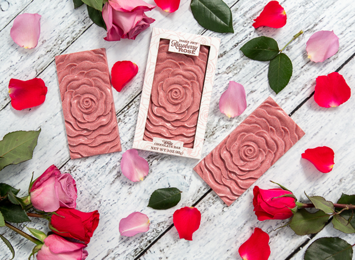 rose white chocolate bar at trader joes