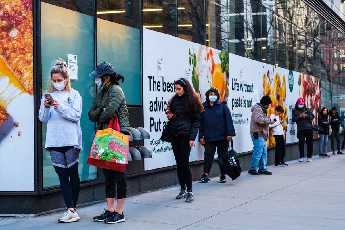 Whole Foods line for groceries