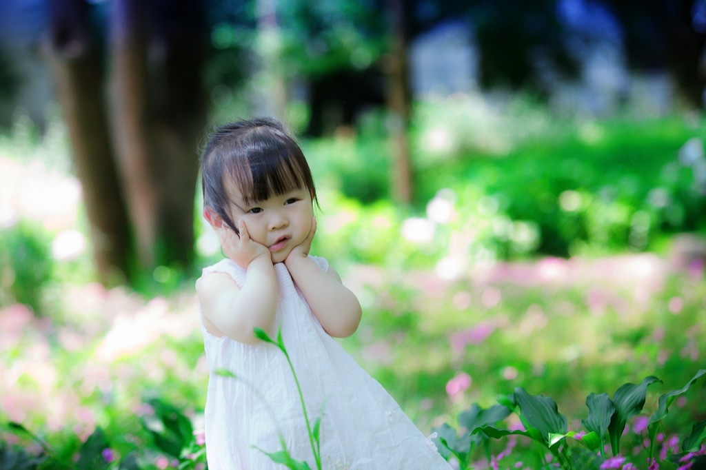 Baby playing outside