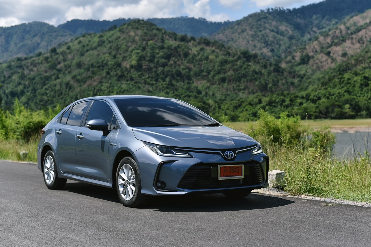 A blue Toyota Corolla