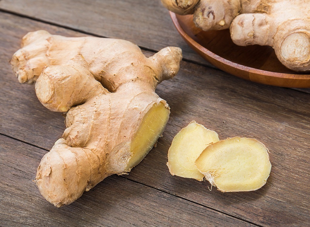 fresh ginger on wood table