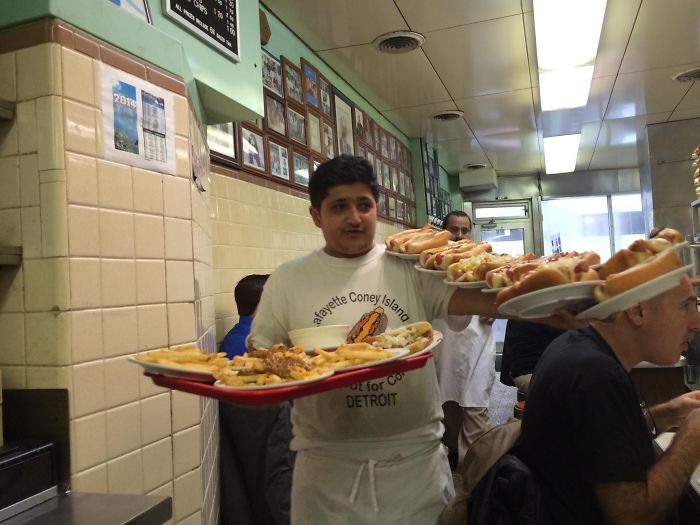 A Waiter At The Lafayette Coney Island In Detroit