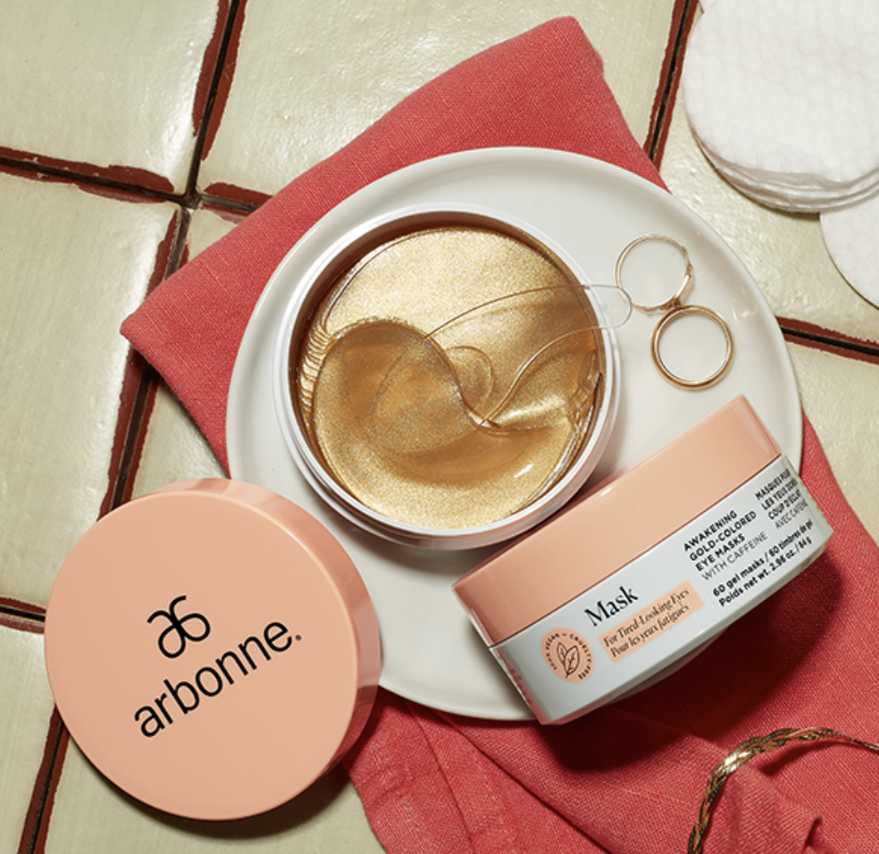 Arbonne Awakening Gold-Colored Eye Masks With Caffeine