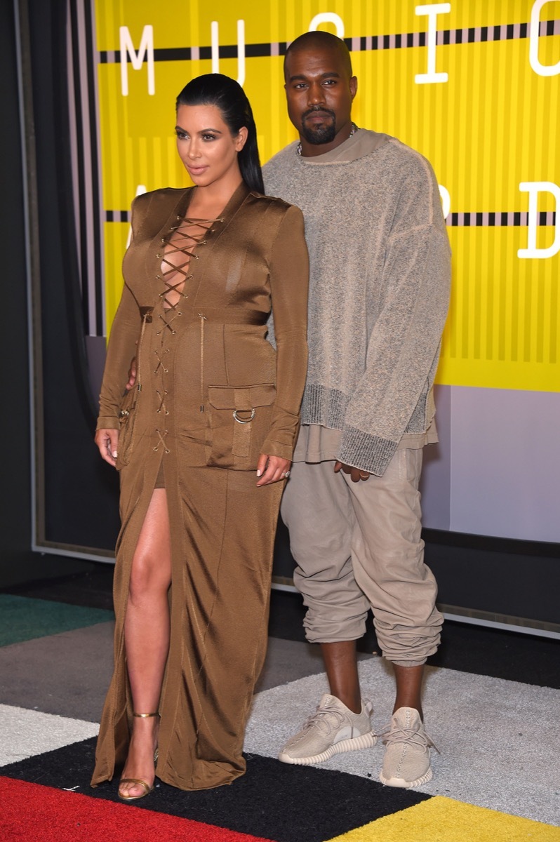 kanye west and kim kardashian on the red carpet