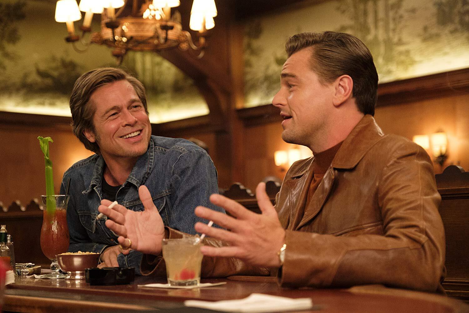 Still of Brad Pitt and Leonardo DiCaprio in Once Upon a Time in Hollywood