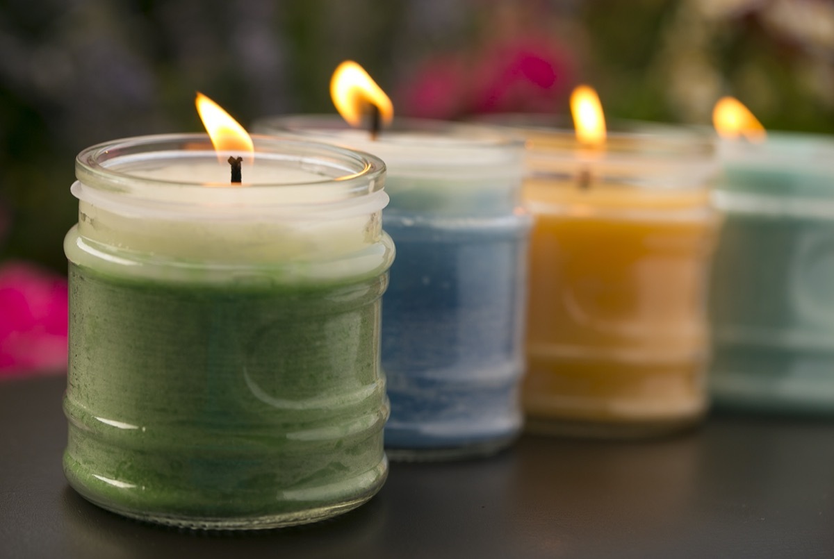 candles in glass jars