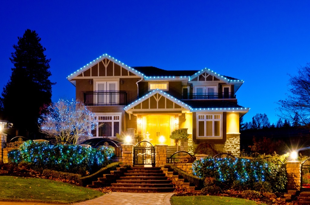 a beautiful suburban house at night