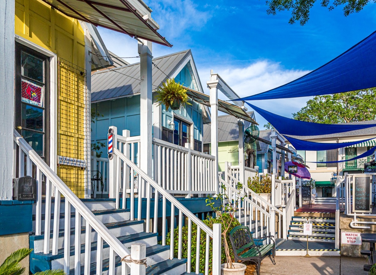 pastel colored houses on st simons island georgia