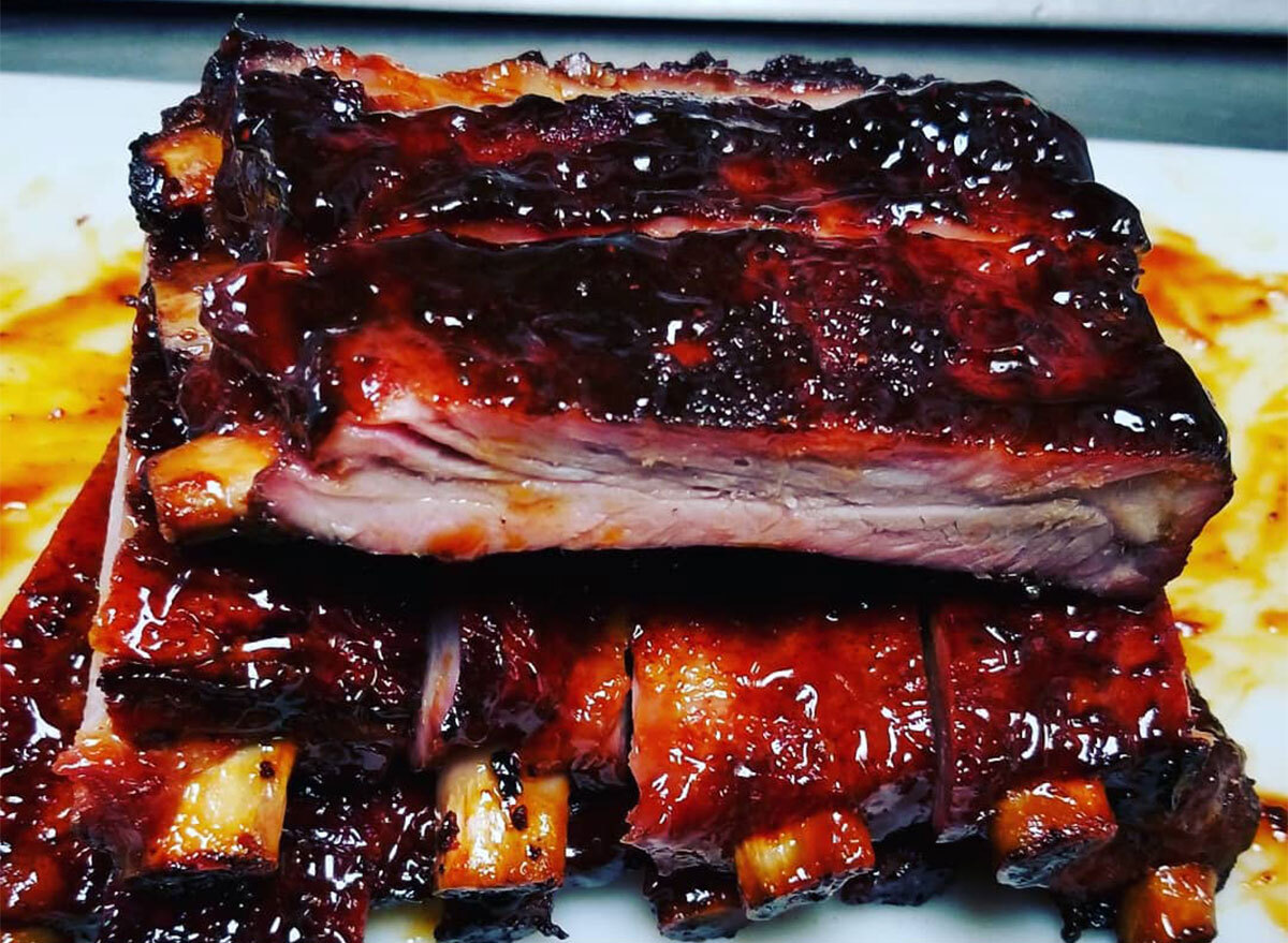 pile of bbq glazed ribs