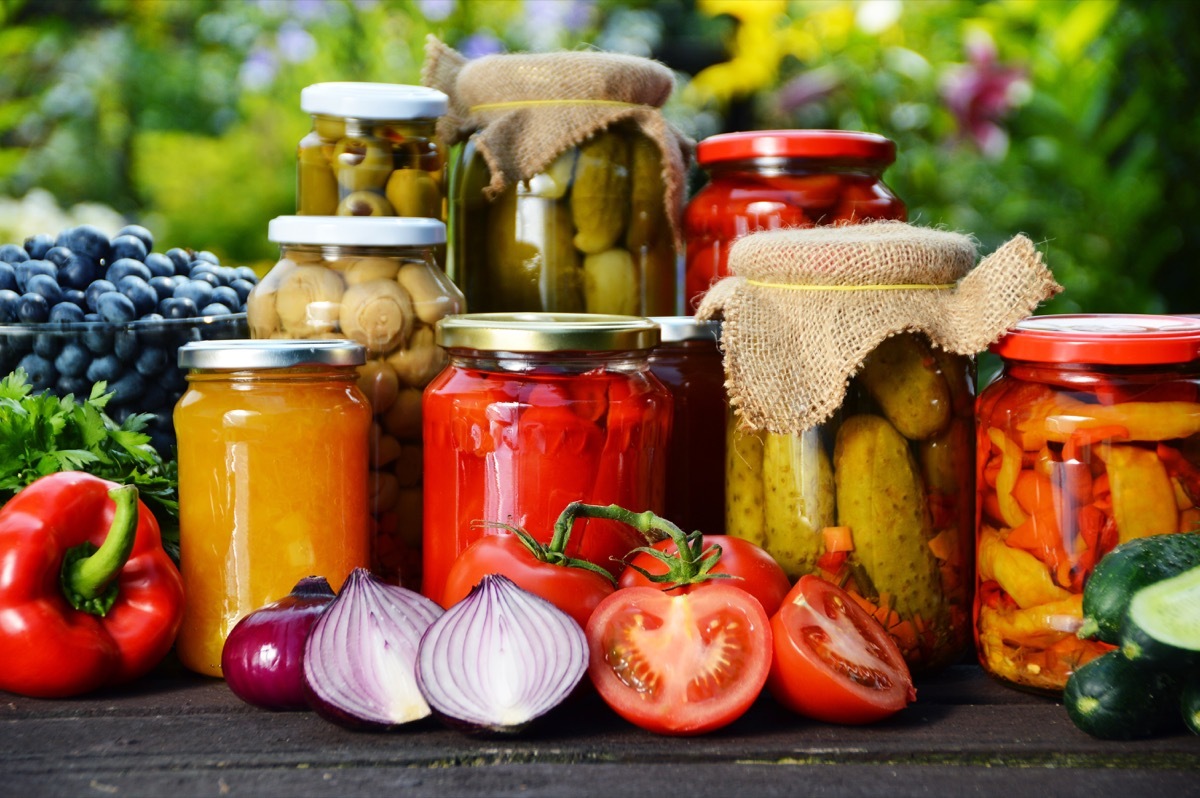 Homemade canned food in jars