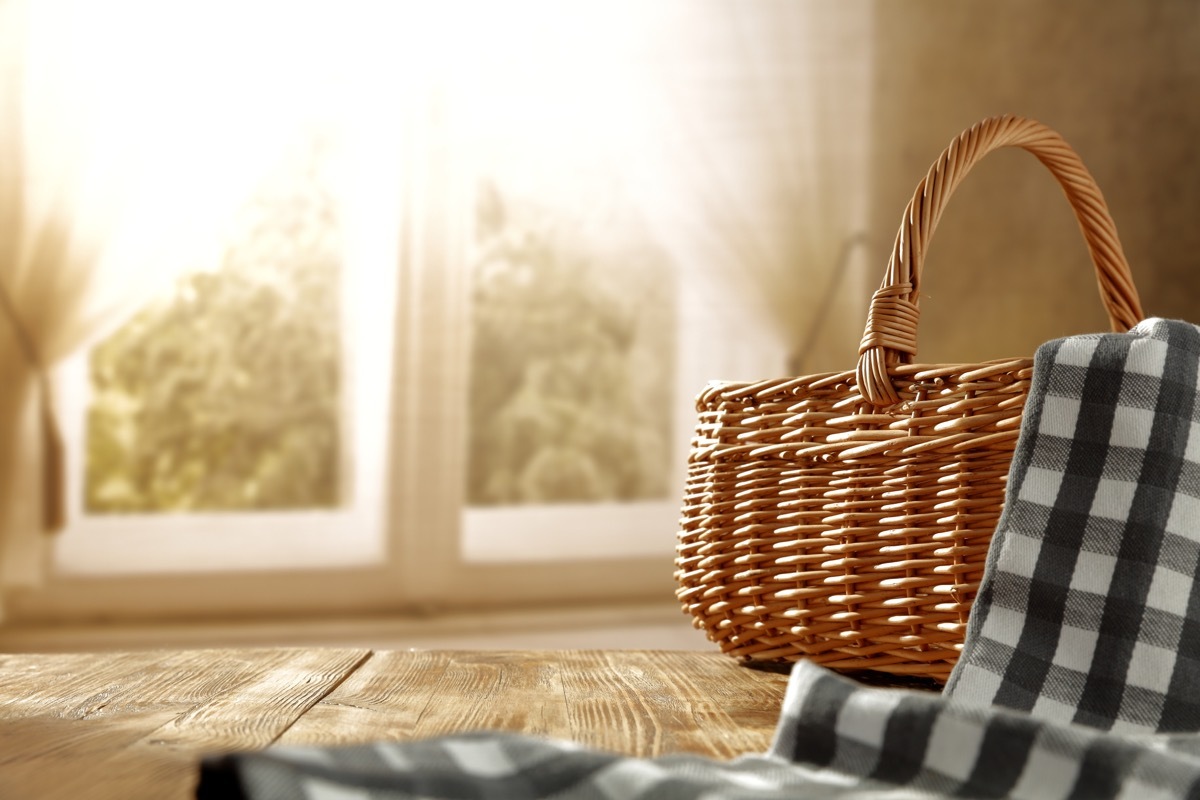 picnic basket indoors