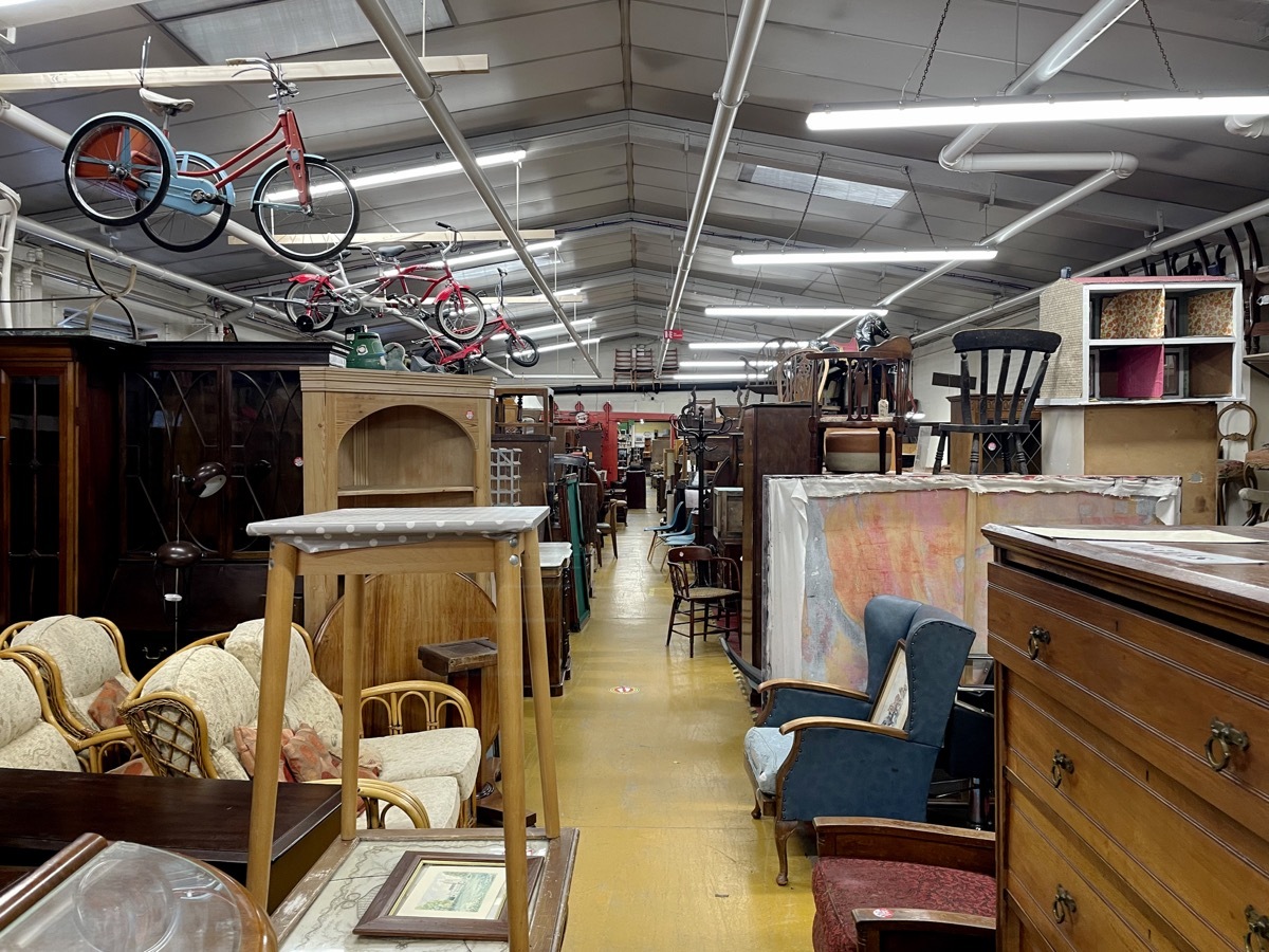 Furniture in a second hand warehouse