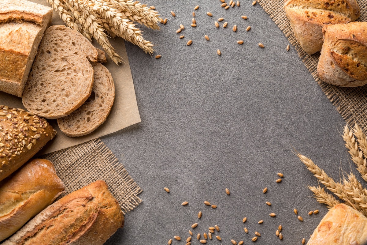 Bread border on dark wood 