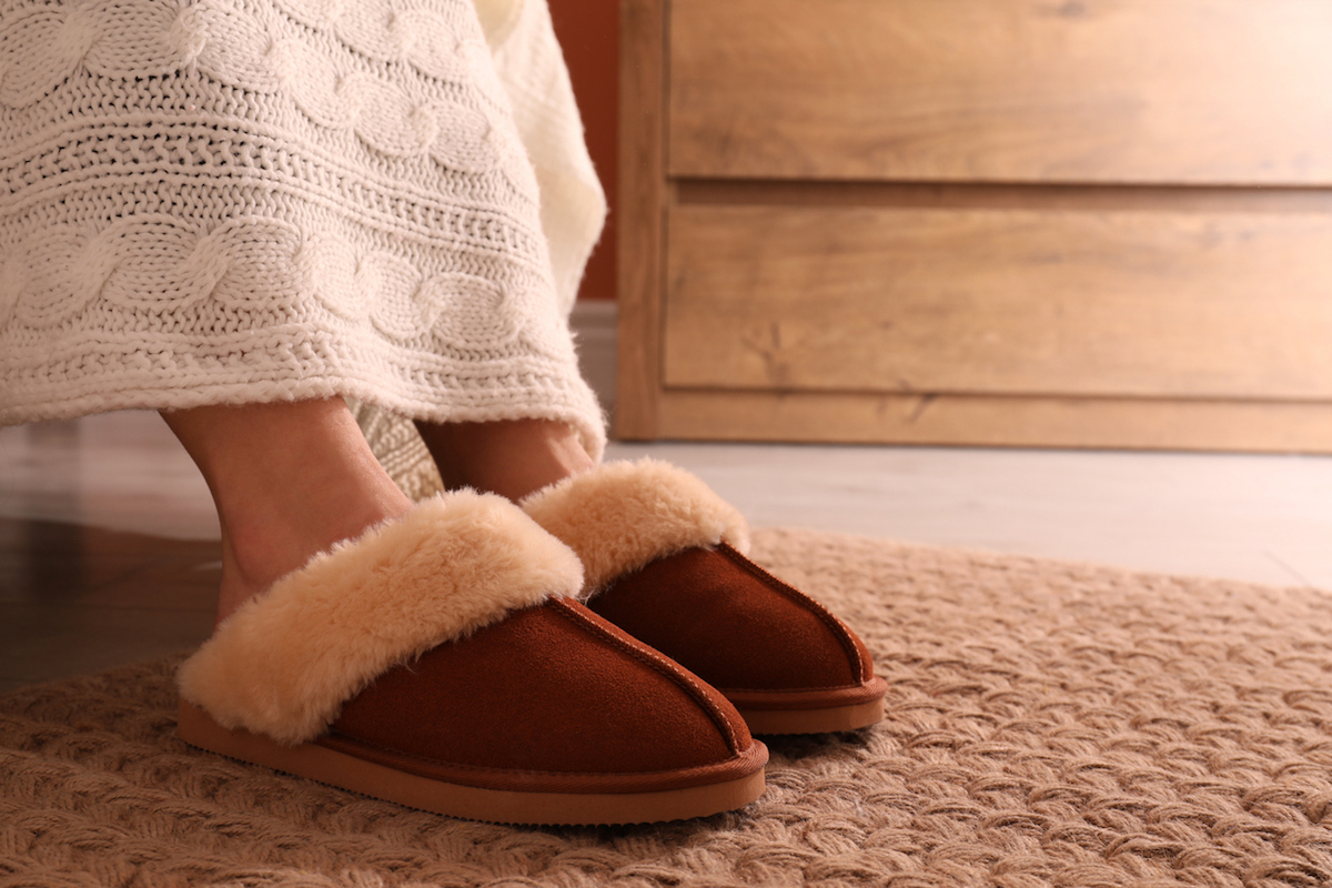 slippers near bed