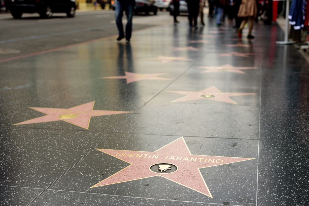 Stars on the Hollywood Walk of Fame including Quentin Tarantino