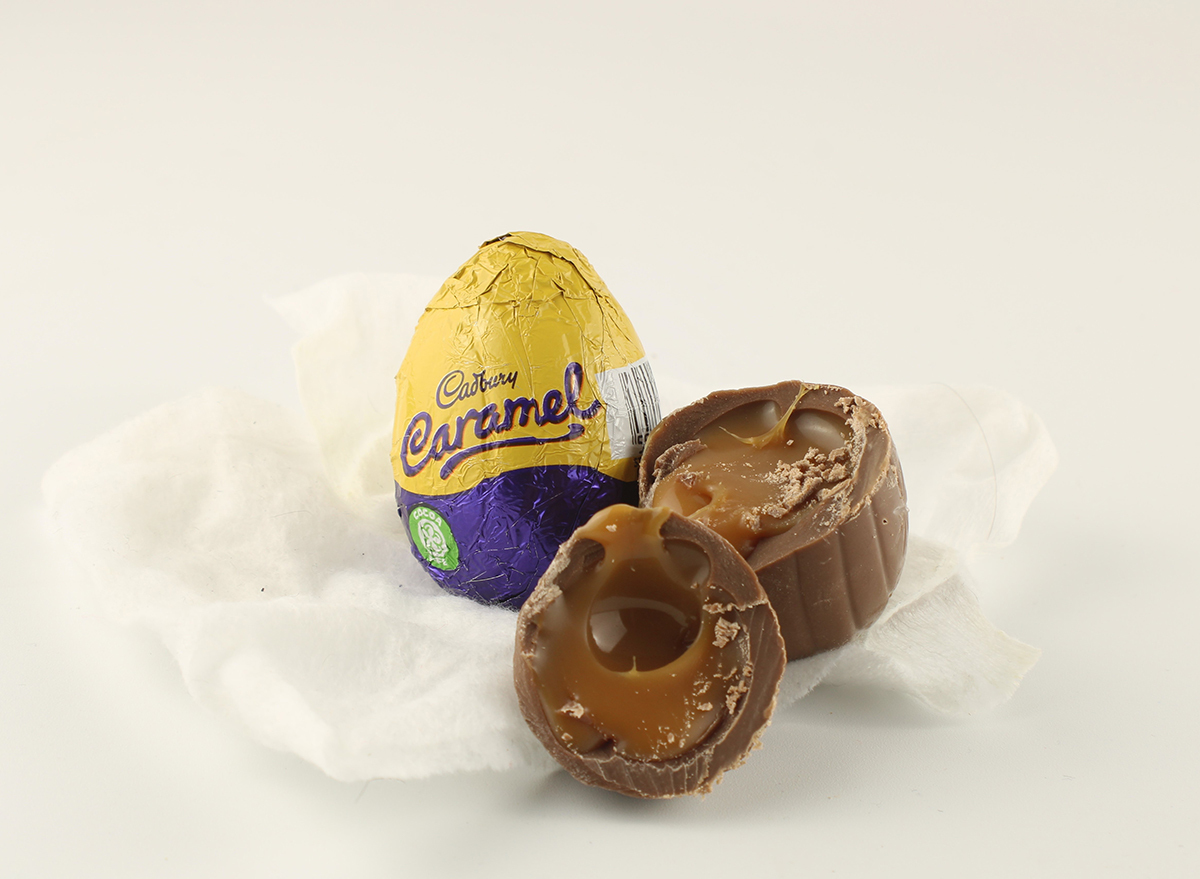 unwrapped cadbury caramel egg