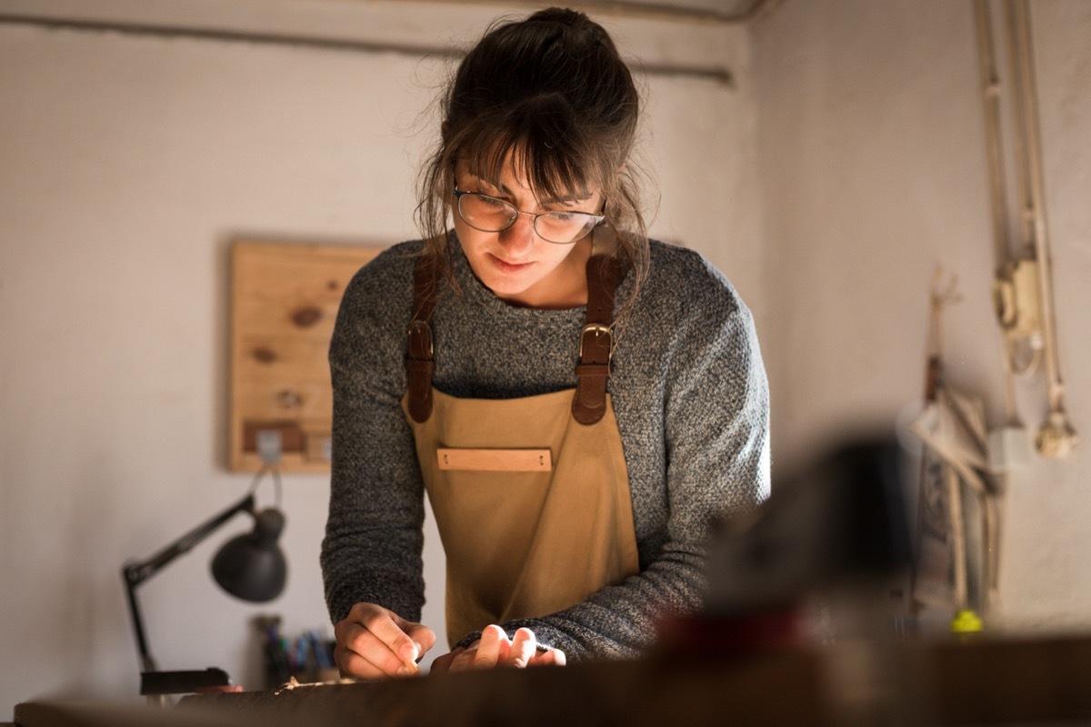 woman working independently