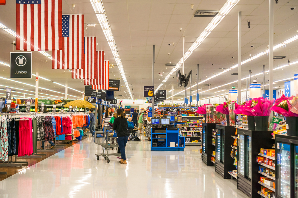 inside walmart store on holiday weekend