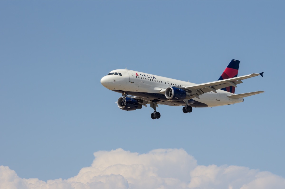 Delta Air Lines Airbus A319 (registration N354NB) shown shortly before landing at the Los Angeles International Airport (LAX).