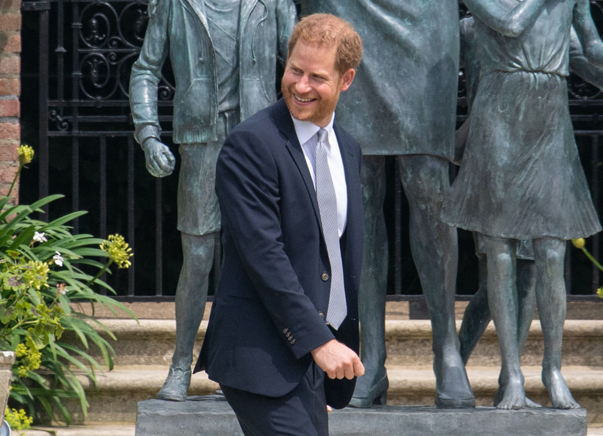 Prince Harry, Duke of Sussex after unveiling a statue of his mother Diana, Princess of Wales, in the Sunken Garden at Kensington Palace