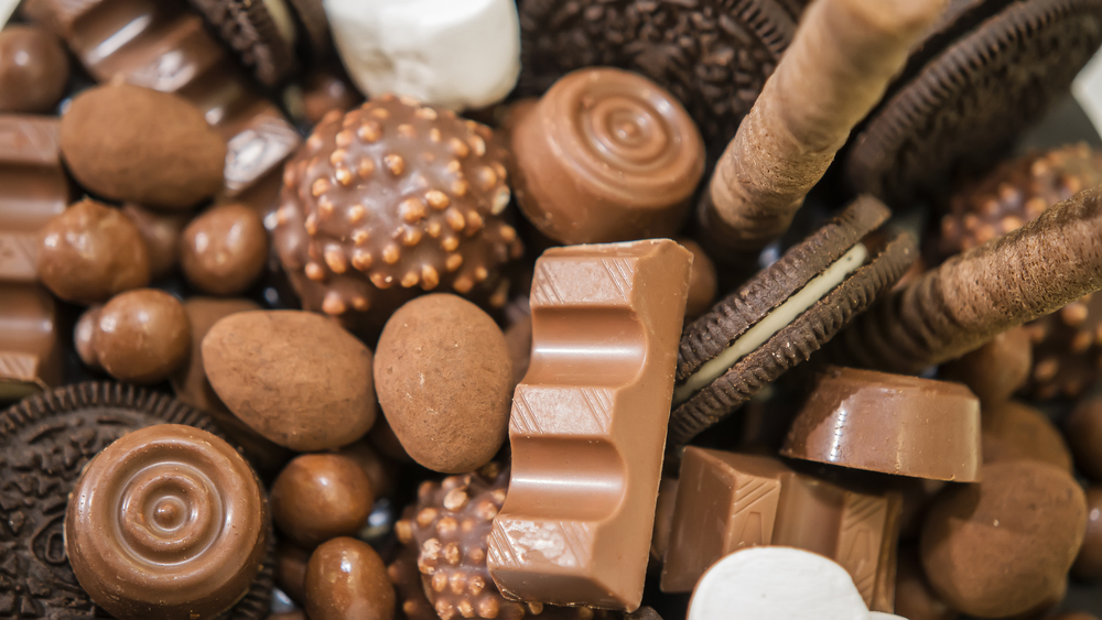 A pile of chocolate candies and treats