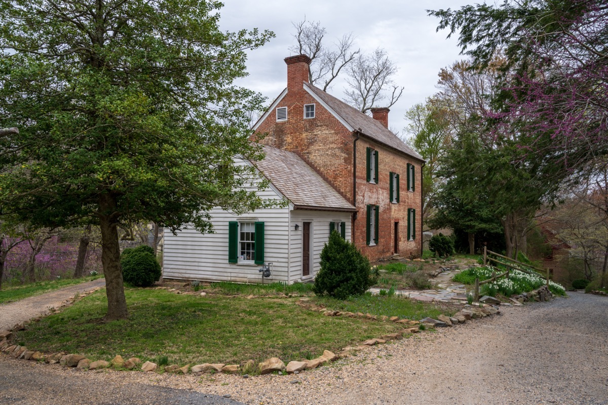 Historic red brick house in Great Falls, Virginia