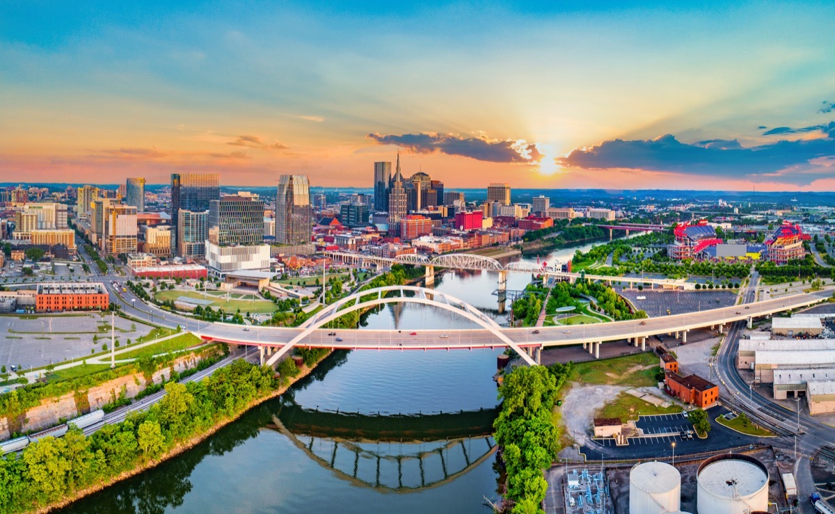 Nashville Tennessee TN Drone Skyline Aerial Panorama.