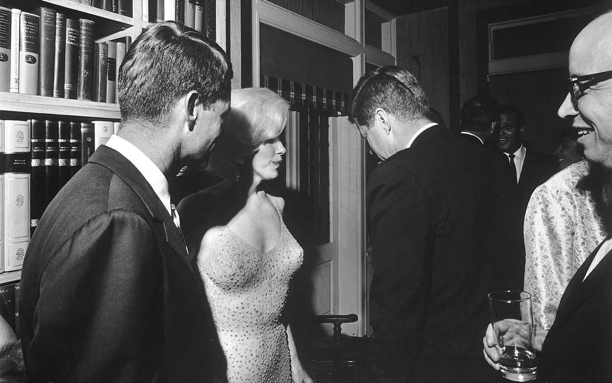 marilyn monroe in famous dress with john f. kennedy