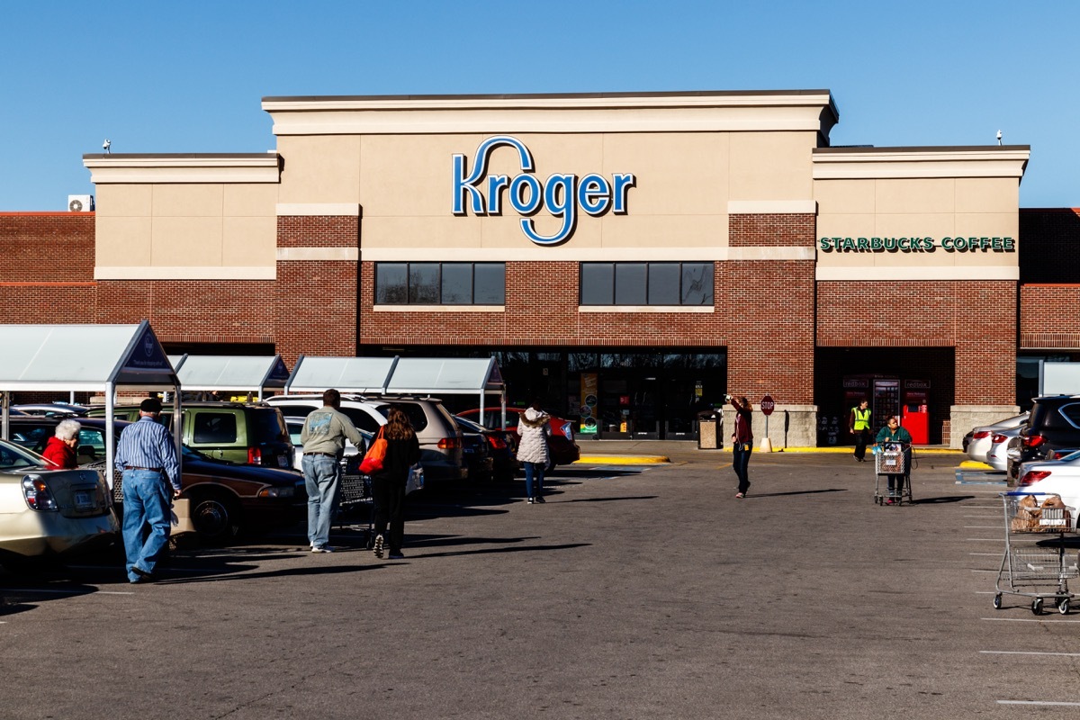 kroger supermarket exterior and parking lot in daylight