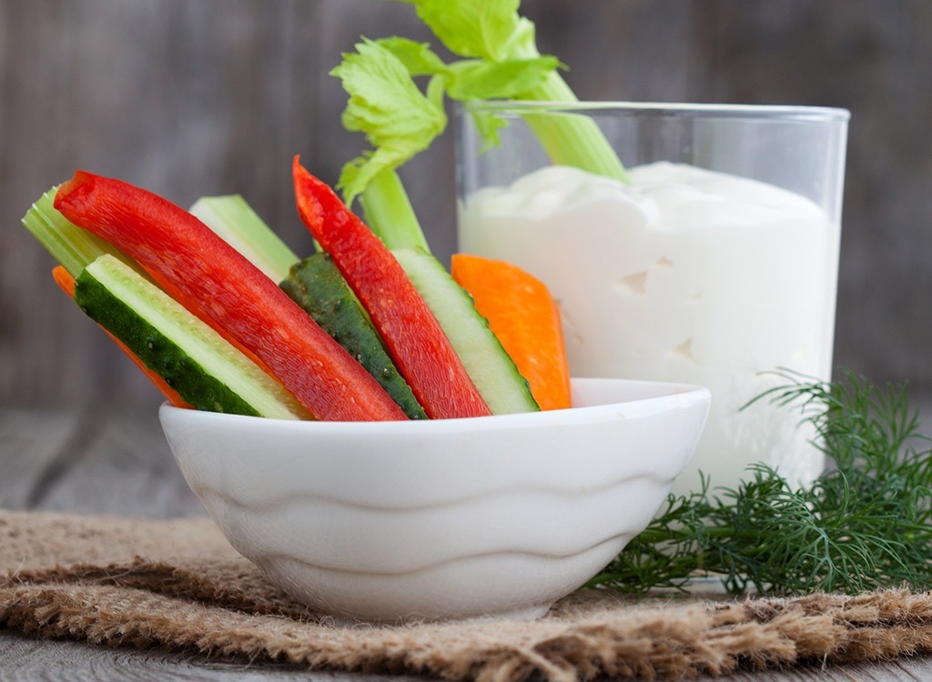 veggies in a bowl with dip