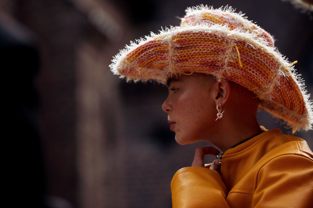 cute girl in unique cowboy hat